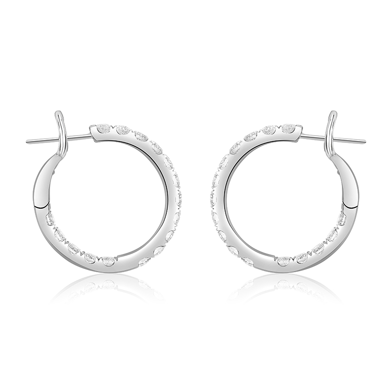 Diamond Hoops in 18K White Gold